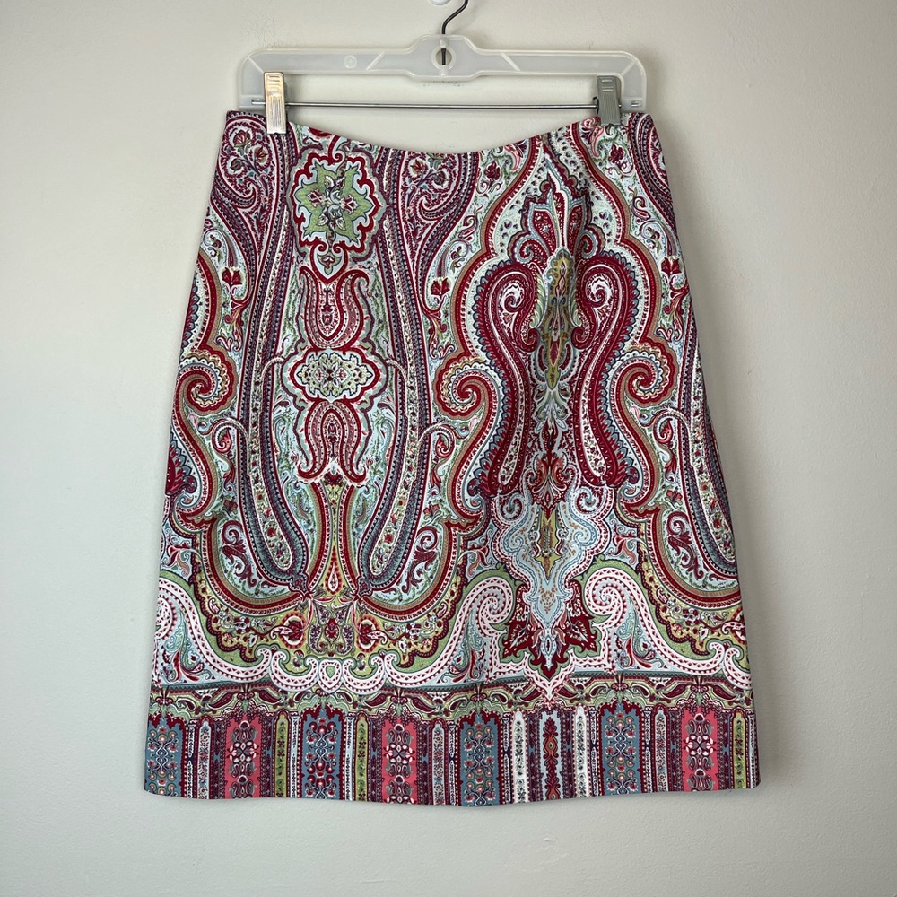 NWT VAN HEUSEN Vintage Y2K Cotton A-Line Skirt Paisley Pink Blue 6